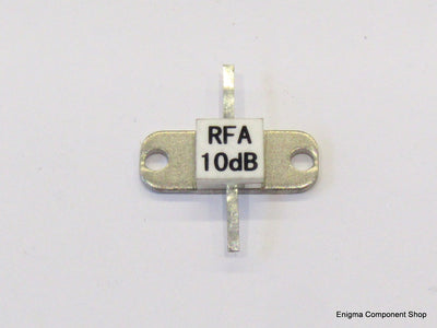 Ceramic 10dB 50W RF Attenuator installed on a heatsink illustrating its application in reducing input to RF amplifiers.