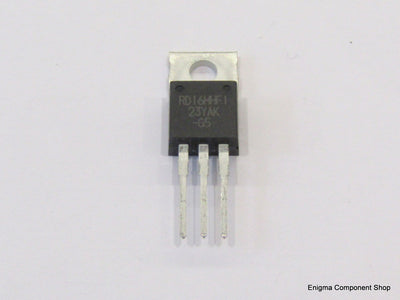Detailed view of the Mitsubishi RD16HHF1-501 16W HF RF Power Mosfet highlighting its features and power rating.