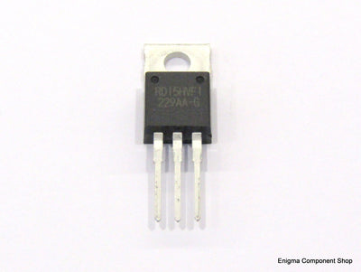 Front view of Mitsubishi RD15HVF1-101 15W VHF RF Power Mosfet illustrating its details and features for electronics enthusiasts.