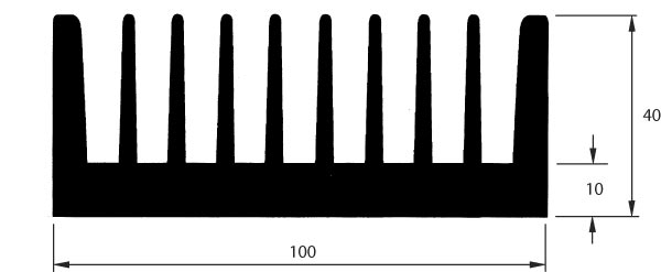 HS200 Black anodised heatsink 200mm length
