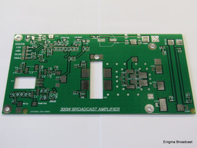 PCB for 300W FM Reference Design - Enigma Broadcast, showcasing a detailed and innovative circuit board used in high-power FM broadcasting applications.