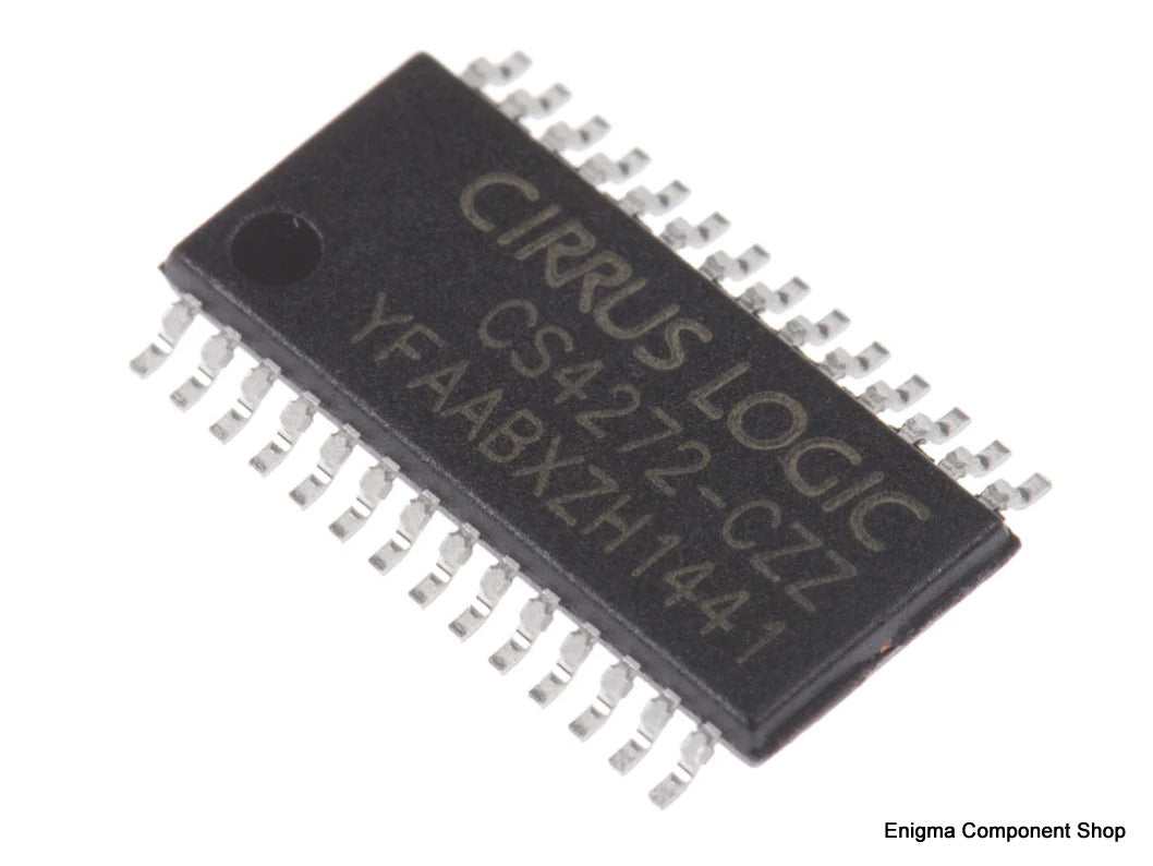 Cirrus Logic CS4272-CZZ 192KHz Codec Integrated Circuit featuring a high performance Delta-Sigma design with 114dB dynamic range, housed in an SMT TSSOP-28 package.